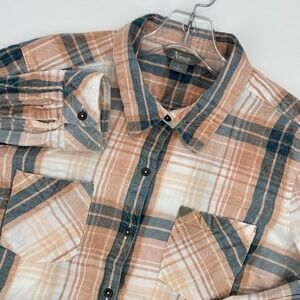Natural Reflections Plaid Flannel Shirt Medium‎ Cotton Button Front Coastal Core
